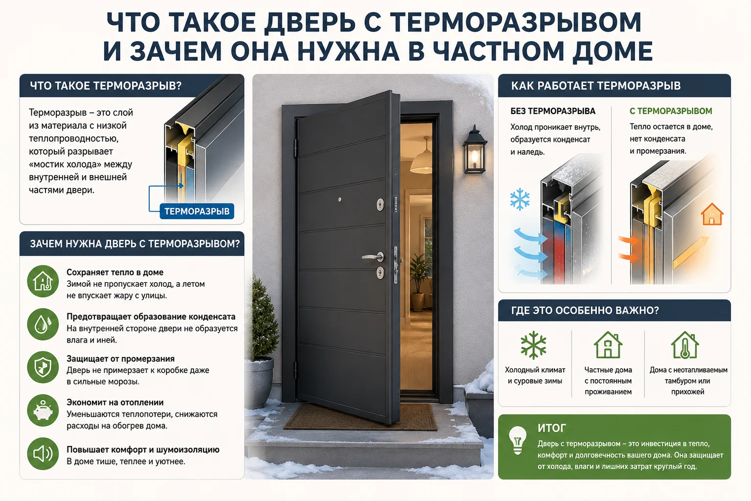 Что такое дверь с терморазрывом и зачем она нужна в частном доме